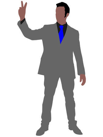 business man showing victory sign, vectorのイラスト素材
