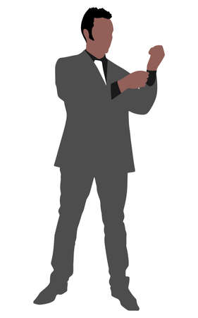 business man buttoning his sleeve and getting ready to work, vectorのイラスト素材