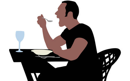 man eating, vectorのイラスト素材