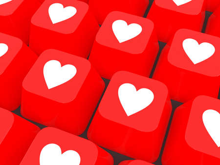 Computer keyboard with love key, 3d illustrationの写真素材