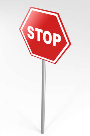 Red Stop Sign, Isolated, 3d illustrationの写真素材