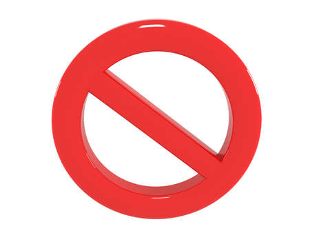 Sign ban, prohibition, No Sign, No symbol, Not Allowed, 3d illustrationの写真素材
