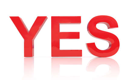 3D yes text, 3d illustrationの写真素材