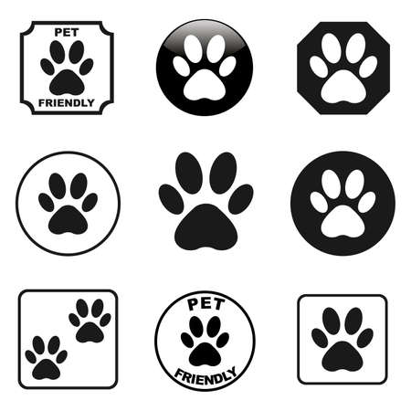 Paw prints icons set vectorのイラスト素材