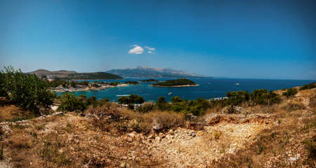 Ksamil a village and a former municipality in the Riviera of Southern Albania, and part of Butrint National Park. august 2016の写真素材