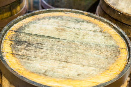 Old barrel for whiskey whisky wine or beerの写真素材