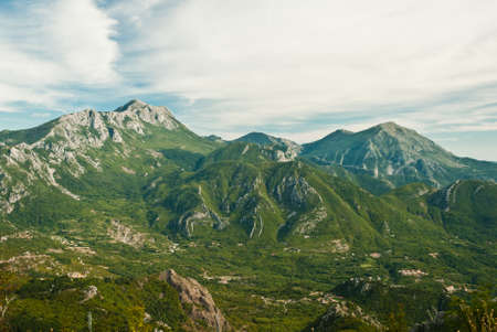 Montenegro mountains, view of rocky green hills, balkanの写真素材