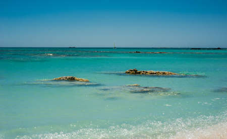 Windsurfer on the turquoise water, Elafonisi beach Greece, Creteの写真素材