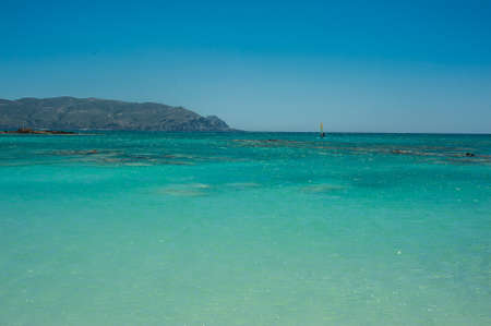 Windsurfer on the turquoise water, Elafonisi beach Greece, Creteの写真素材