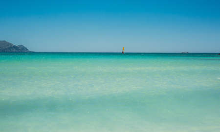 Windsurfer on the turquoise water, Elafonisi beach Greece, Creteの写真素材
