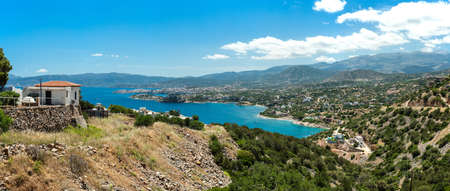 Greece Crete, turquoise bay panoramaの写真素材