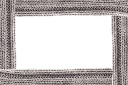 Grey knitted border with free spaceの写真素材