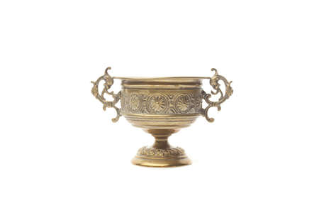 Gold pirate bowl isolated on white backgroundの写真素材