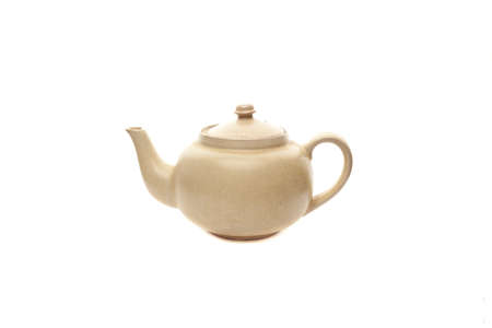 Ceramic tea pot isolated on white backgroundの写真素材