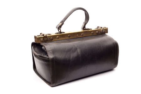 Leather suitcase isolated on white background