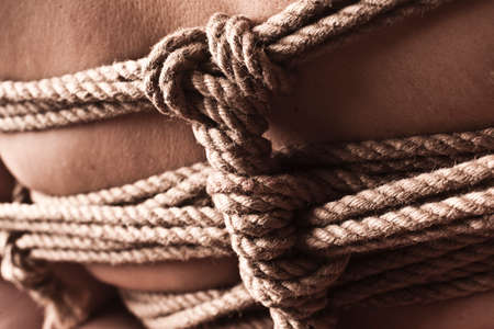 Young submissive woman in japanese bondage takate kote / BDSM themeの写真素材