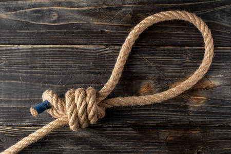hangman's noose. Gallows knot. Rope nodeの写真素材