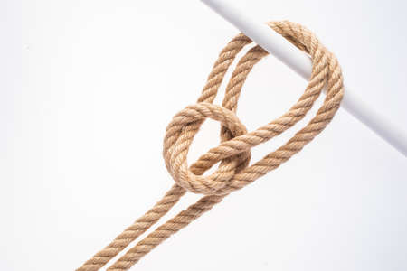 Hitching Tie Knot isolated on white background. Rope node.