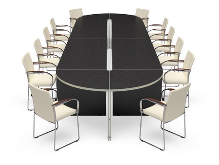 Office desk on a white background. It's 3D image.の写真素材