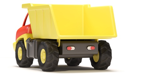 Toy truck on white background.  It's 3D imageの写真素材
