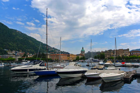 View of Como city from the harbor