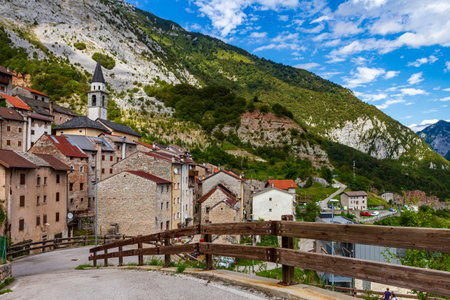 View of the old village of Erto located above the Vajont dam.This village was badly damaged by the...