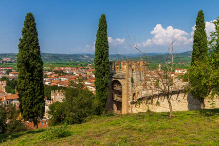 View of Soave's castle and village near Veronaの写真素材