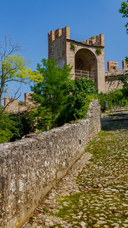View of Soave's castle near Veronaの写真素材