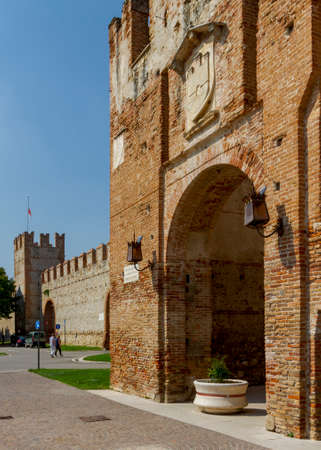 View of Soave's castle near Veronaの写真素材