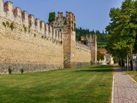 View of Soave's castle near Veronaの写真素材