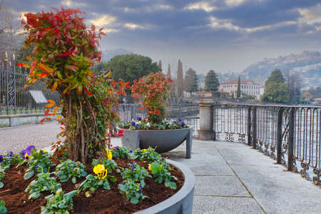 Como lake's view in the winter seasonの写真素材
