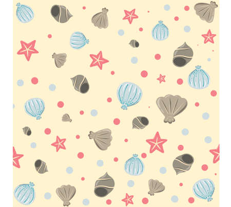 sea elements pattern with sea shellsのイラスト素材