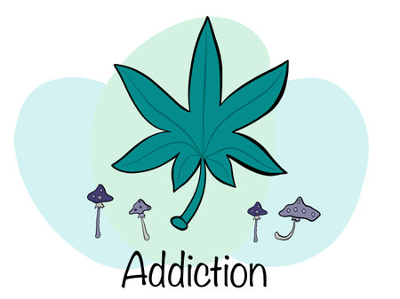 Cannabis and poison mushroom addictionのイラスト素材