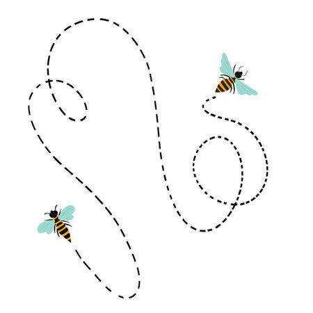 Flying bee at their path trajectoryのイラスト素材