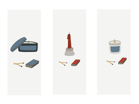 Candles set various hygge time lightsのイラスト素材