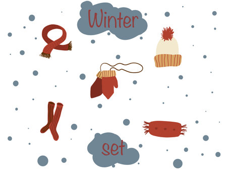 Winter vector set of hat socks and glovesのイラスト素材