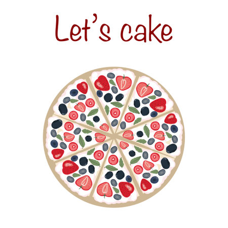 Berry cake with strawberry sweet foodのイラスト素材