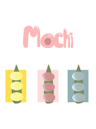 Mochi vector set hand drawn chinese japanese foodのイラスト素材