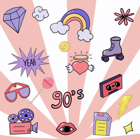 Colourful collection with groovy elements from 90s