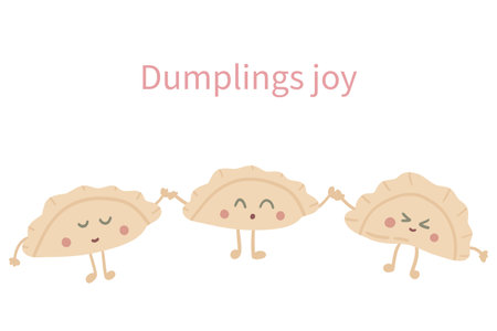 Dumplings hand drawn set charactersのイラスト素材