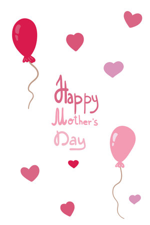Happy mothers day with balloons and heartsのイラスト素材