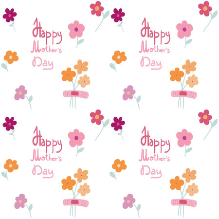 Mothers day hand drawn seamless vector patternのイラスト素材