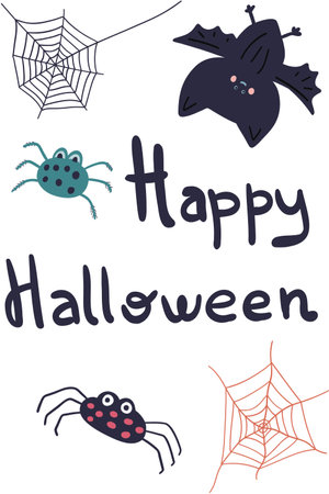 Happy halloween card cute charactersのイラスト素材