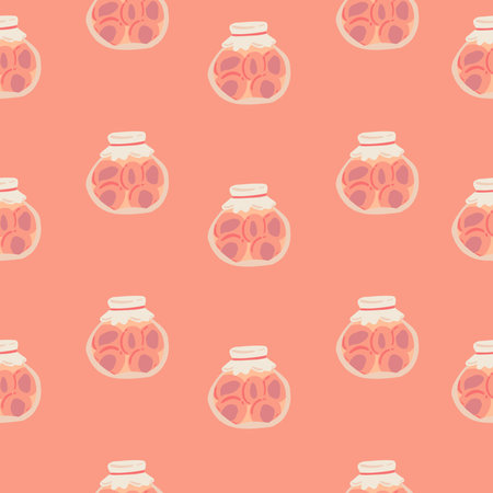 Peach jam hand drawn patternのイラスト素材