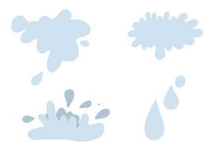 Milk splashes set flat designのイラスト素材