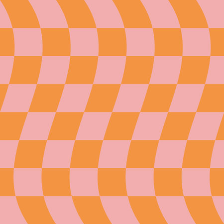 Groovy seamless pattern with squares orange and pink psychedelic backgroundのイラスト素材