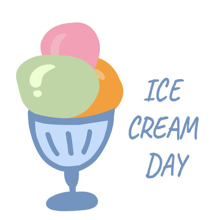 Ice cream day flat design set of three ballsのイラスト素材