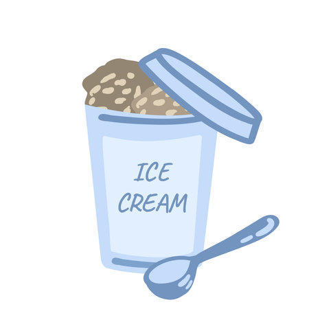 Ice cream box blue chocolate flavour flat designのイラスト素材