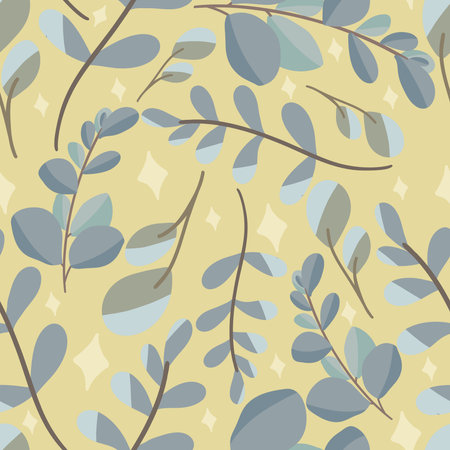 Eucalyptus flat design seamless patternのイラスト素材
