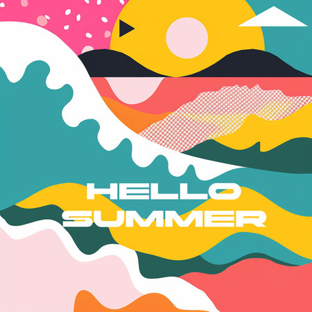 Modern overlay summer design background AI generated